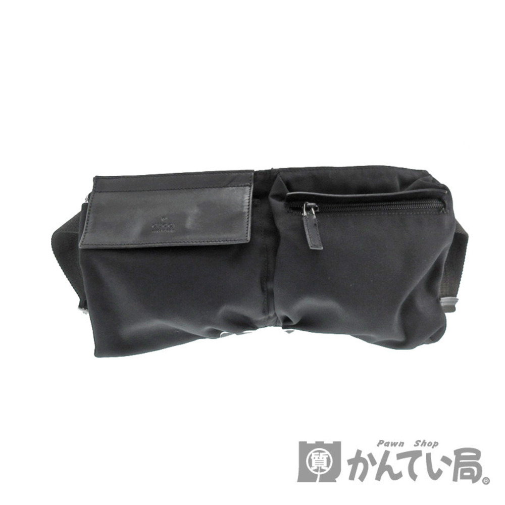 GUCCI Waist Bag Leather Black Body